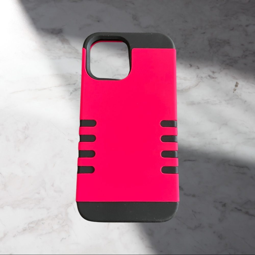 iPhone 12 Colorblock Neon Hot Pink Case.